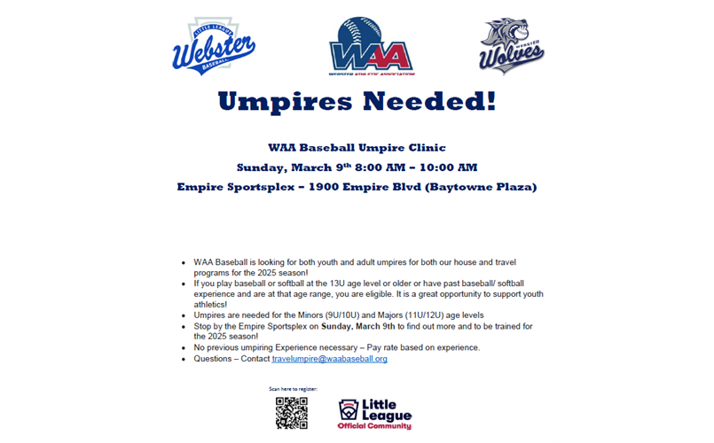 Umpires Needed!